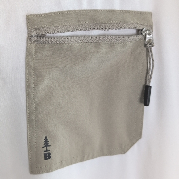 Bass Outdoor White Long Sleeve Tee Front Tan Zipper Pocket Men's XXL - Picture 6 of 9